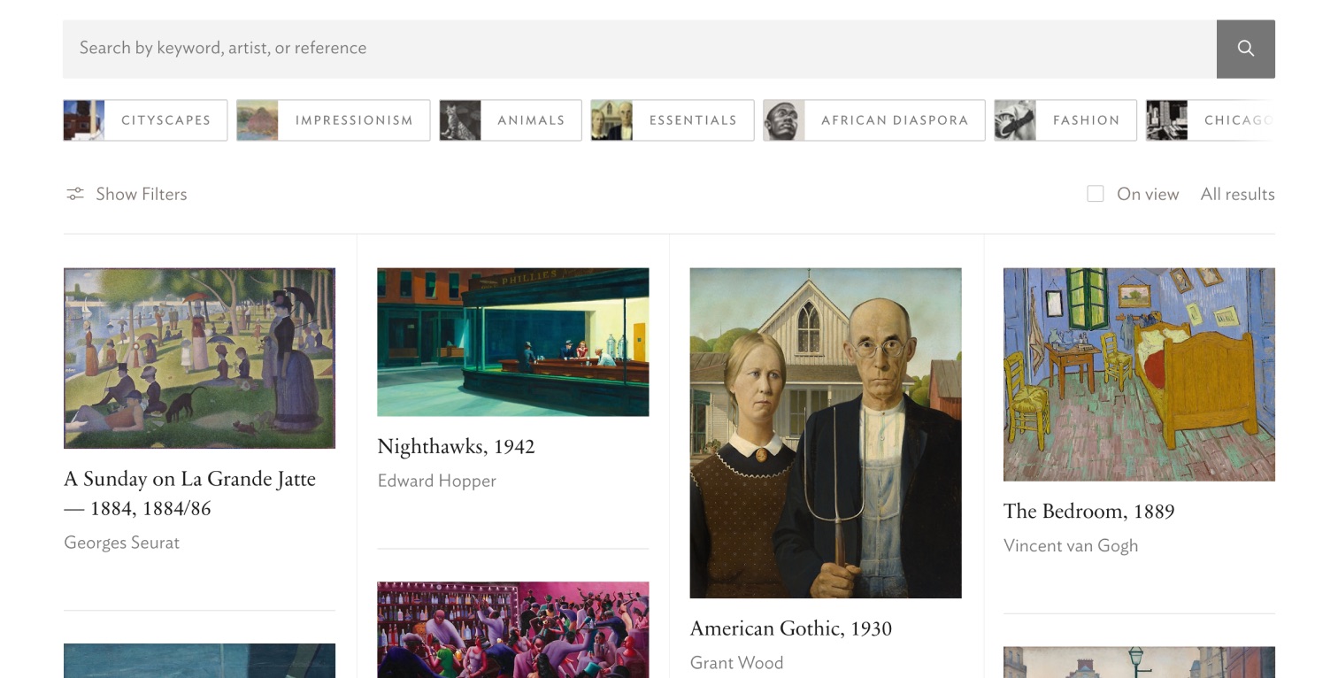 Art Institute of Chicago website, the collection